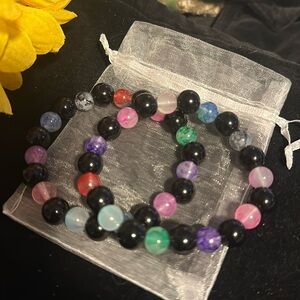 2 New Handcrafted Stretch Beaded Bracelets